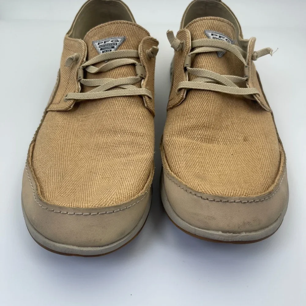 Columbia PFG Bahama Vent Men's Shoes Size 12 Tan Canvas Deck Loafers BM8999-241
